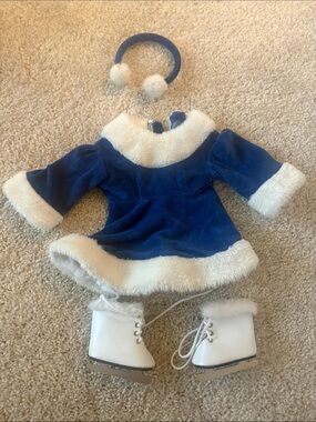 Blue Faux-Fur Trim Skater Costume for doll